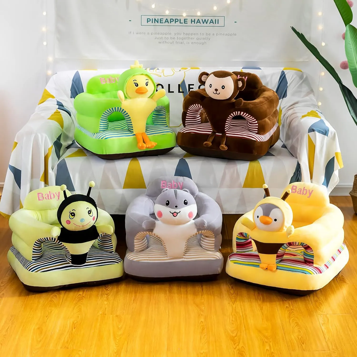 Baby Support Seat, Cute Baby Sofa Chair for Sitting Up, Comfy Plush Infant Seats (Hamster,W17.5 x H17.5)