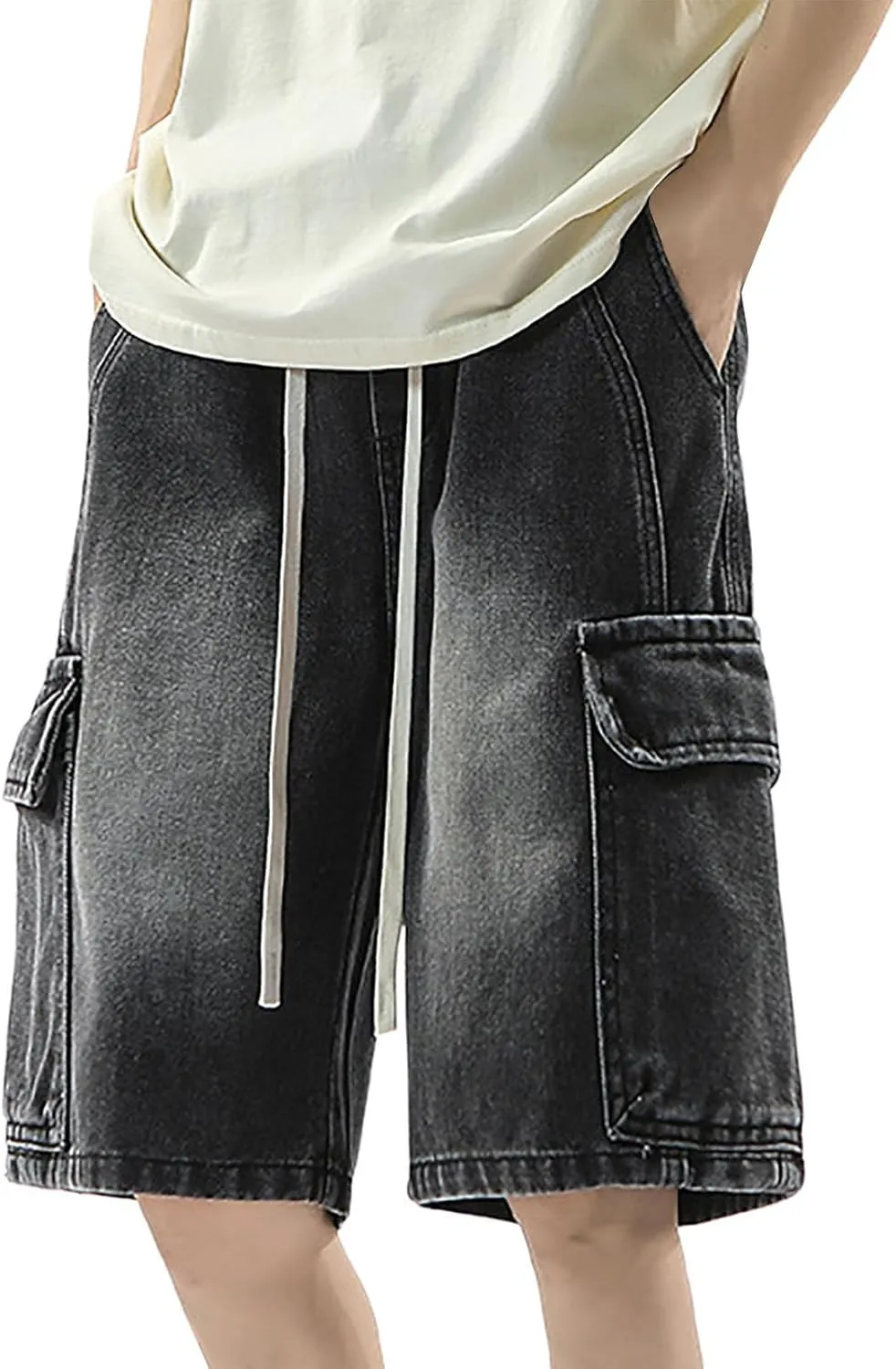Baggy Jean Shorts for Men Summer Casual Loose Fit Y2K Hip Hop Wide Leg Denim Shorts Trendy Outfits