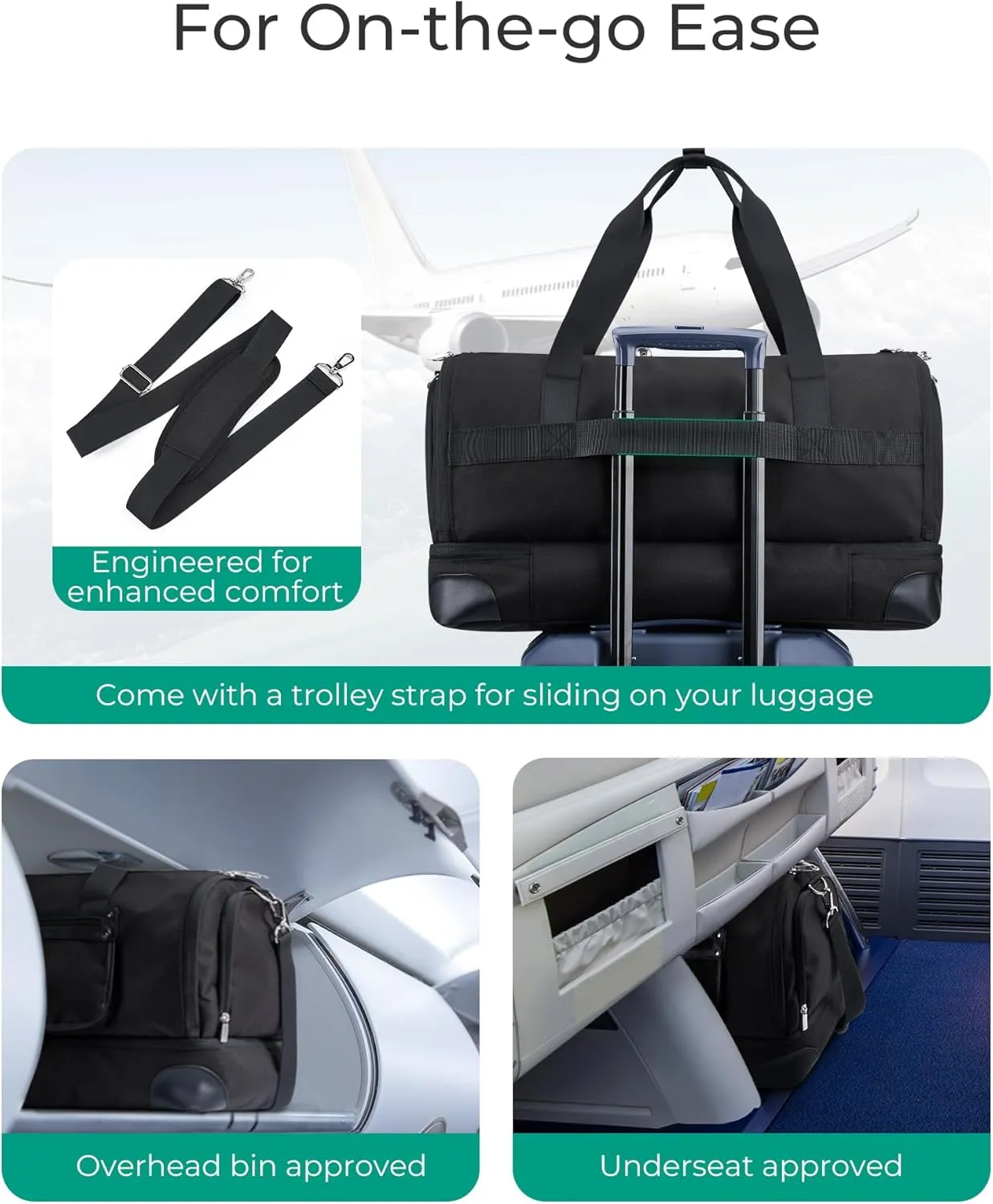 BAGSMART Garment Bags for Travel, Convertible Travel Garment Duffle Bag Suit Bags for Women, 2 in 1 Garment Bags with Shoe Compartment