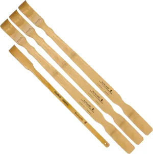 BambooMN 3 Pieces 25 Inch Extra Long Bamboo Backscratcher Shoehorn Plus Free Travel Size Back Scratcher