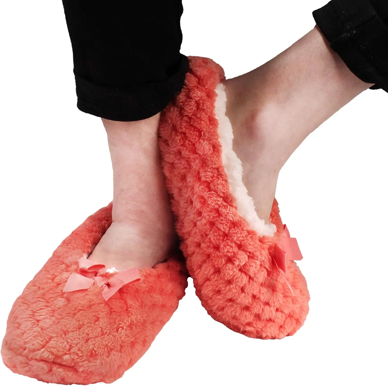 BambooMN Adult Super Soft Warm Cozy Fuzzy Soft Touch Sleeper Slippers Non-Slip Lined Socks