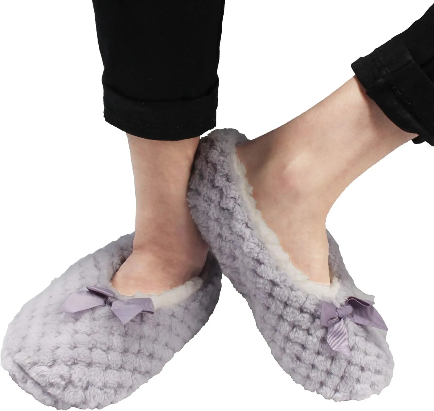 BambooMN Adult Super Soft Warm Cozy Fuzzy Soft Touch Sleeper Slippers Non-Slip Lined Socks