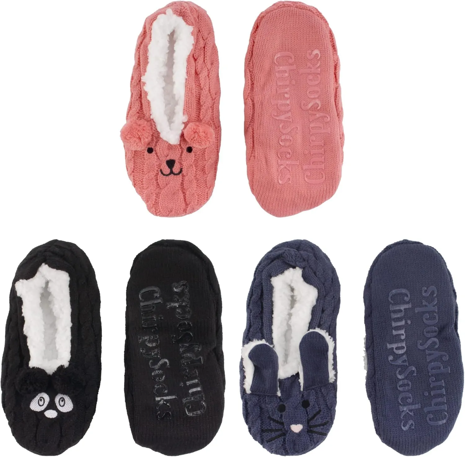 BambooMN Adult Women Soft Warm Cozy Fancy Yarn Slippers Non-Slip Lined Socks, Indoor Comfy House Travel Slippers