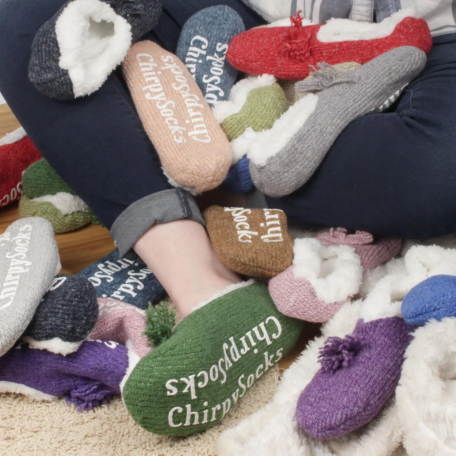 BambooMN Adult Women Super Soft Warm Cozy Fancy Yarn Slippers Non-Slip Lined Socks, Indoor Comfy House Slippers
