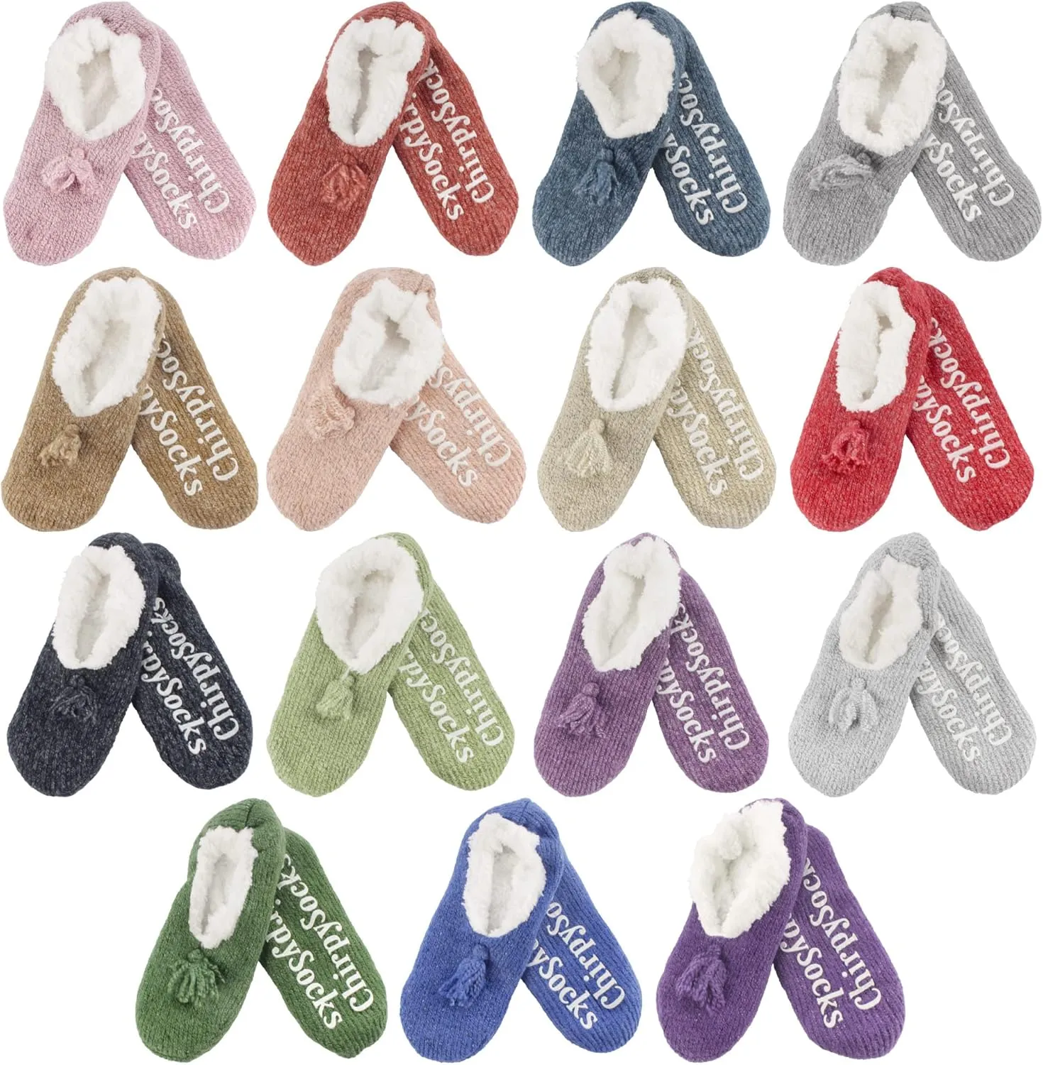 BambooMN Adult Women Super Soft Warm Cozy Fancy Yarn Slippers Non-Slip Lined Socks, Indoor Comfy House Slippers