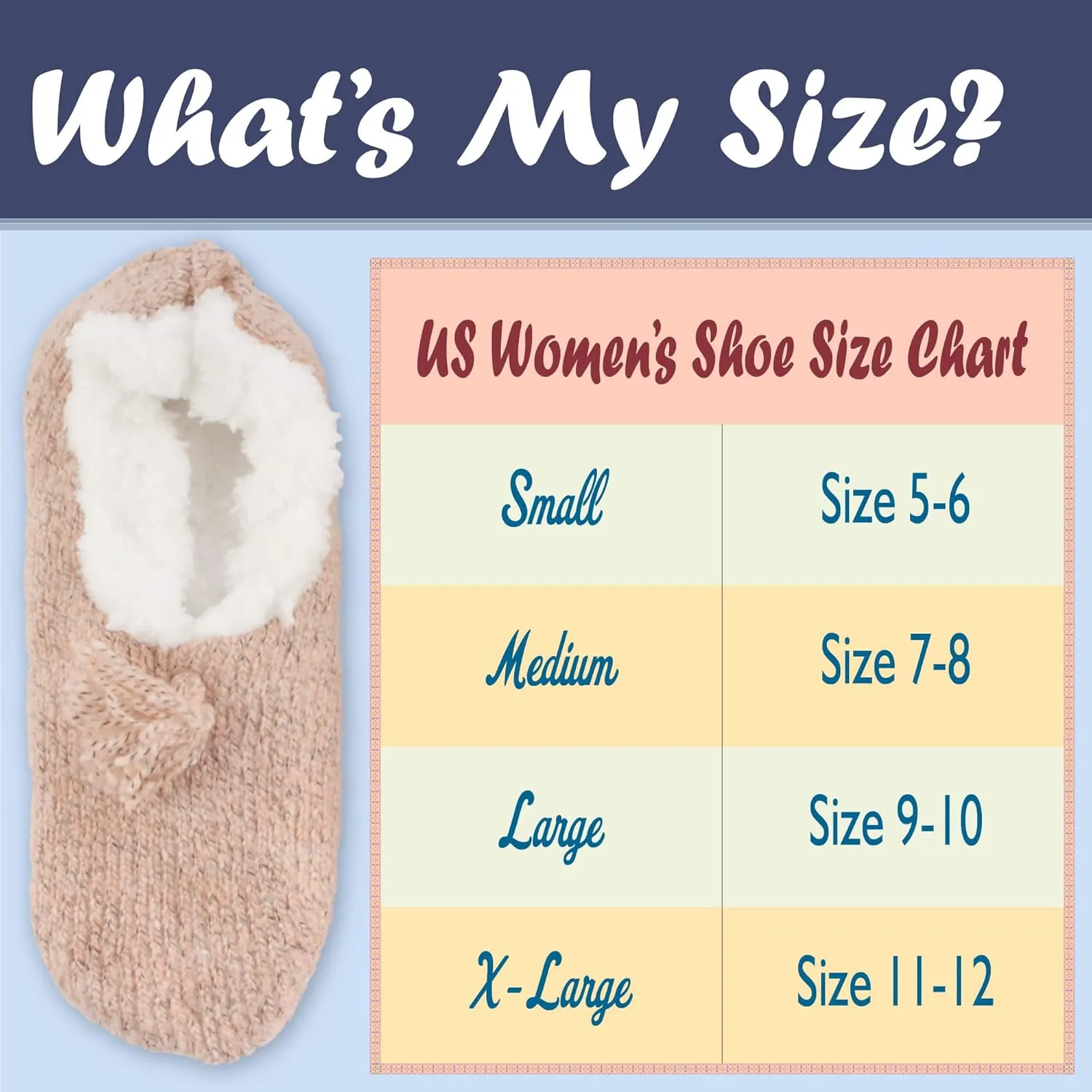 BambooMN Adult Women Super Soft Warm Cozy Fancy Yarn Slippers Non-Slip Lined Socks, Indoor Comfy House Slippers