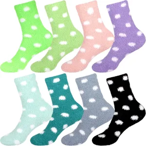 BambooMN Colorful Fuzzy Socks - Assorted Super Soft Warm Microfiber Comfy Home Socks - Value Pack