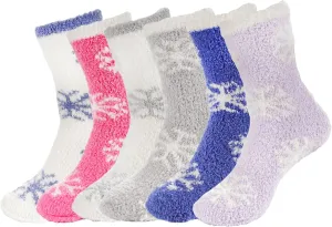 BambooMN Colorful Fuzzy Socks - Assorted Super Soft Warm Microfiber Comfy Home Socks - Value Pack