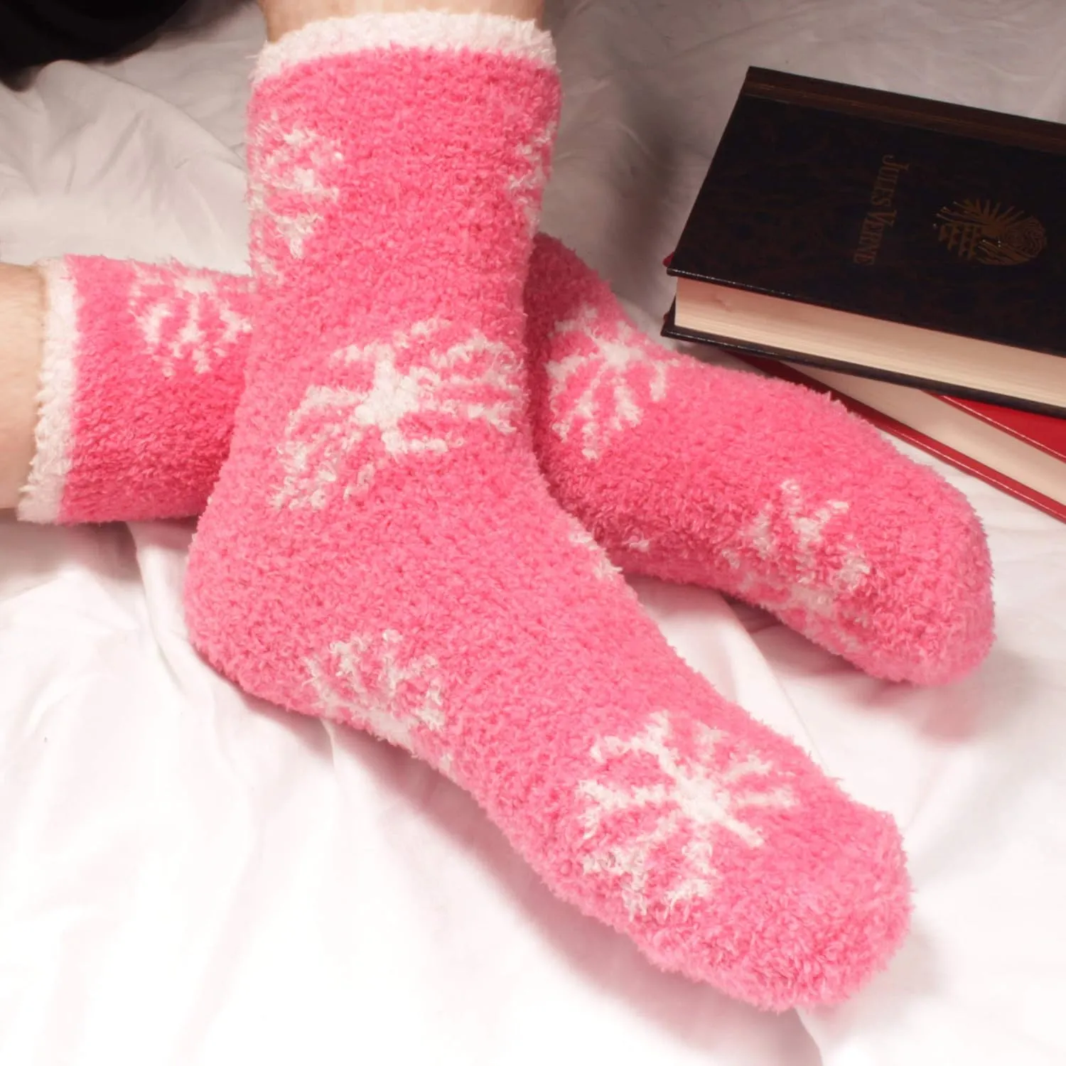 BambooMN Colorful Fuzzy Socks - Assorted Super Soft Warm Microfiber Comfy Home Socks - Value Pack