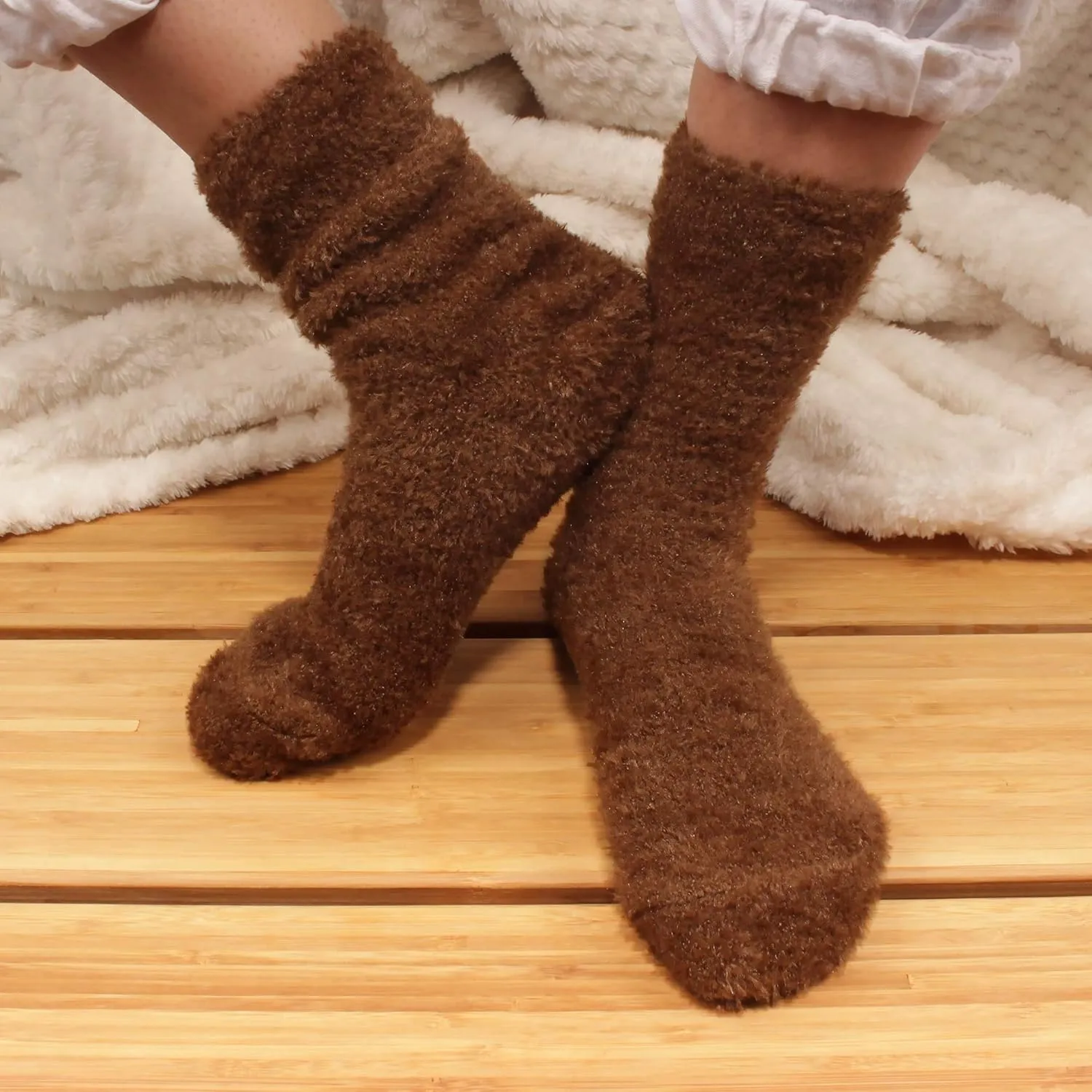 BambooMN Men's Super Comfy Soft Warm Fuzzy Socks - 4 Pair Value Packs
