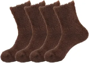 BambooMN Men's Super Comfy Soft Warm Fuzzy Socks - 4 Pair Value Packs