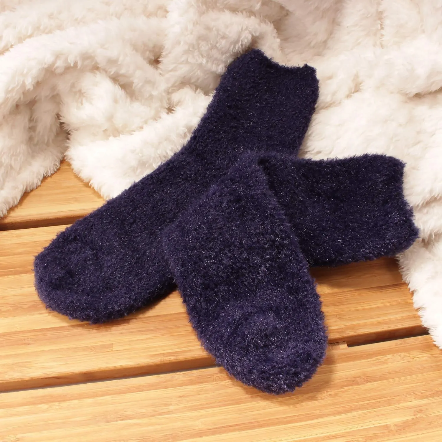 BambooMN Men's Super Comfy Soft Warm Fuzzy Socks - 4 Pair Value Packs