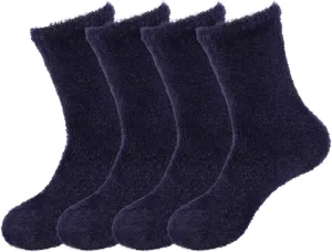 BambooMN Men's Super Comfy Soft Warm Fuzzy Socks - 4 Pair Value Packs