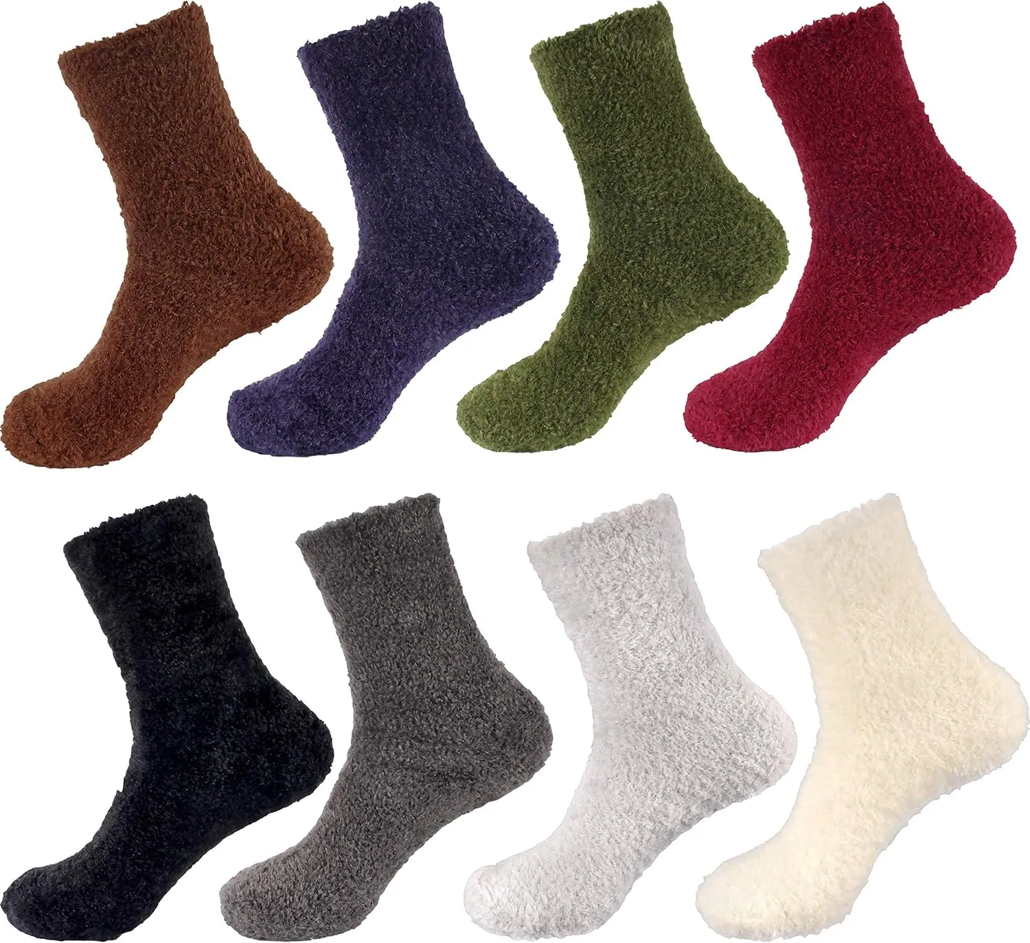 BambooMN Men's Super Comfy Soft Warm Fuzzy Socks - 4 Pair Value Packs