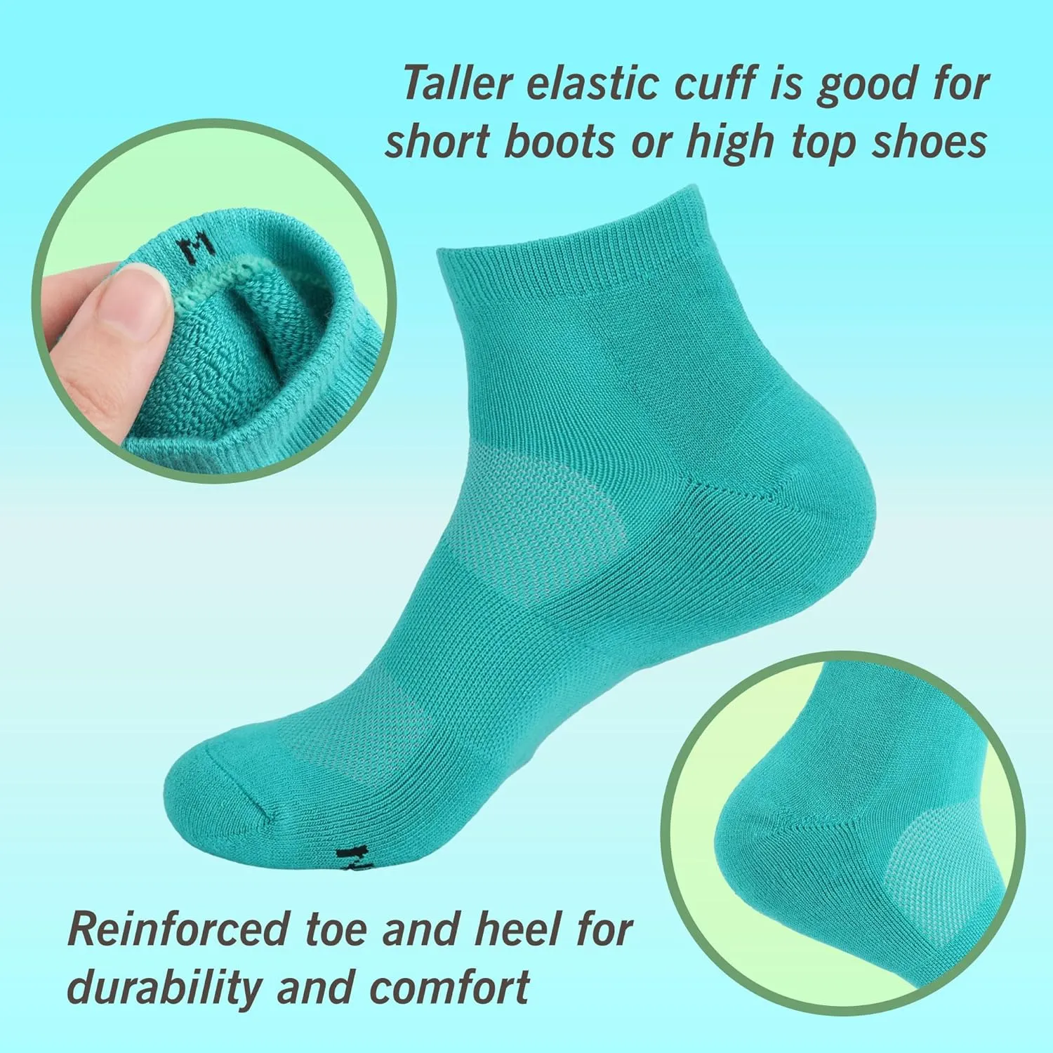 BambooMN Unisex's Rayon from Bamboo Athletic Quarter Crew Sock for Home Travel Work and Sport