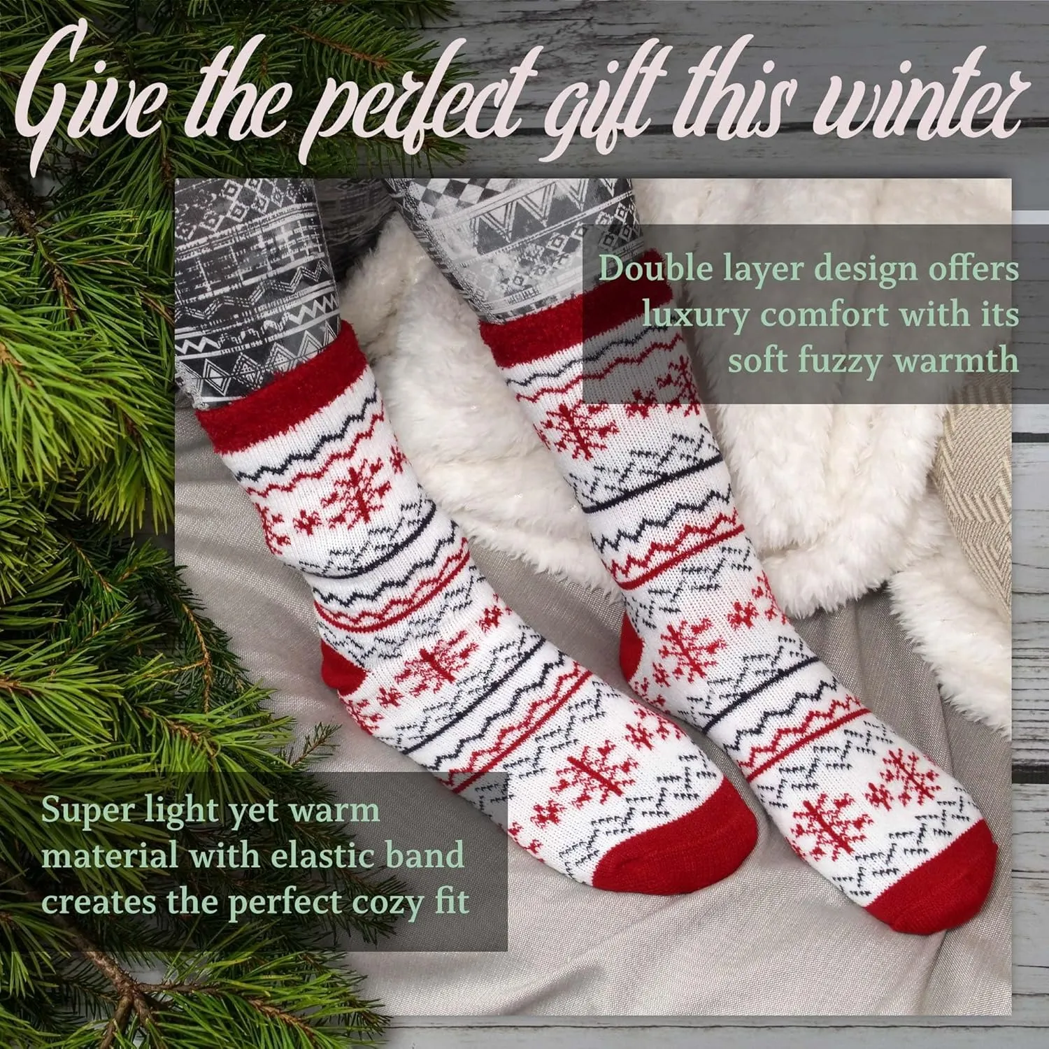 BambooMN Women's Thick Vintage Pattern Cabin Crew Socks