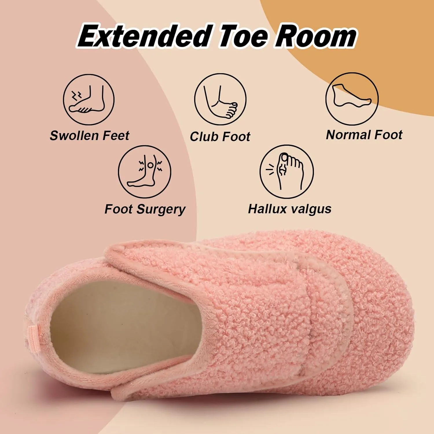 BARERUN Slippers for Women Men Wide House Diabetic Shoes for Women Men Warm Arthritis Edema Swollen Neuropathy Socks Slip on Adjustable Fuzzy Comfy Soft Womens Mens Bedroom Sliipers