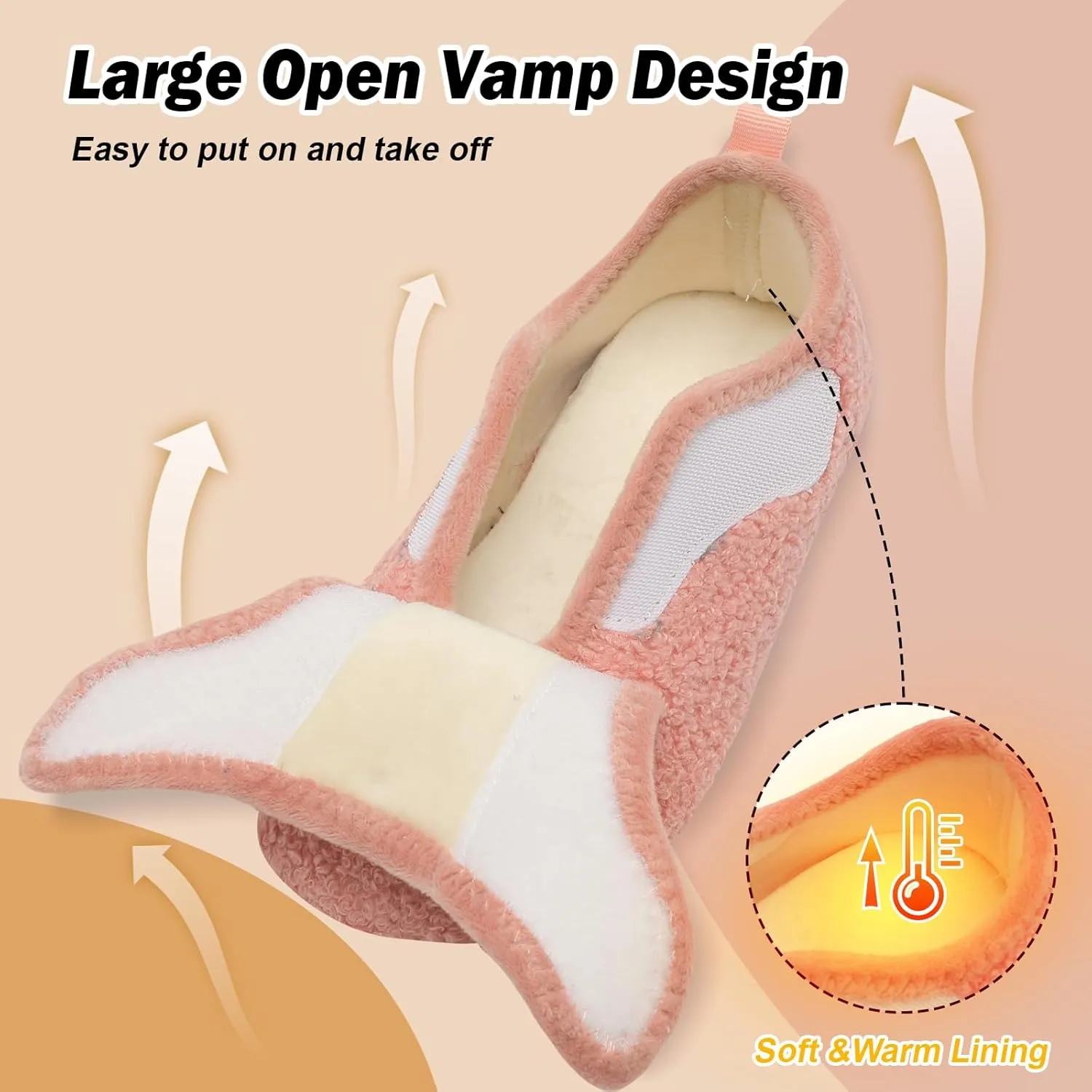 BARERUN Slippers for Women Men Wide House Diabetic Shoes for Women Men Warm Arthritis Edema Swollen Neuropathy Socks Slip on Adjustable Fuzzy Comfy Soft Womens Mens Bedroom Sliipers