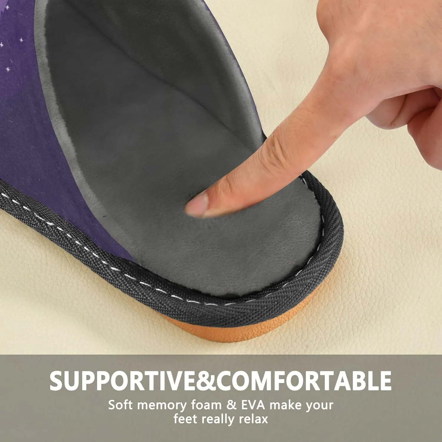 Beautiful Moonlight Scenery House Slippers for Women,Mens Fuzzy Slippers,Soft Comfy Memory Foam Non-slip Indoor & Outdoor House Shoes-25