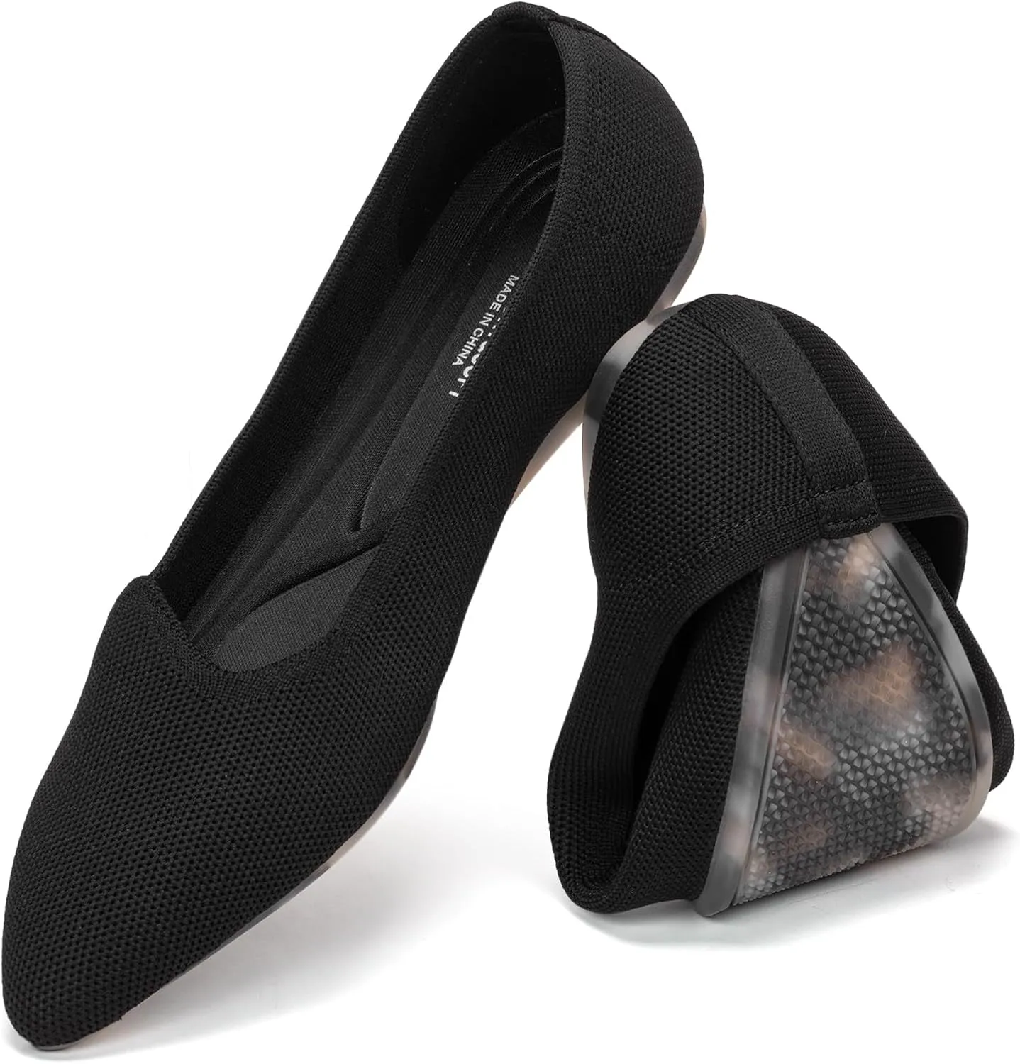 BEJINASH Women's Pointed Toe Flats Knit Flats Shoes for Women Comfortable Light Walking Shoes