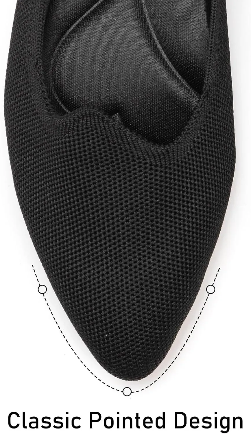 BEJINASH Women's Pointed Toe Flats Knit Flats Shoes for Women Comfortable Light Walking Shoes