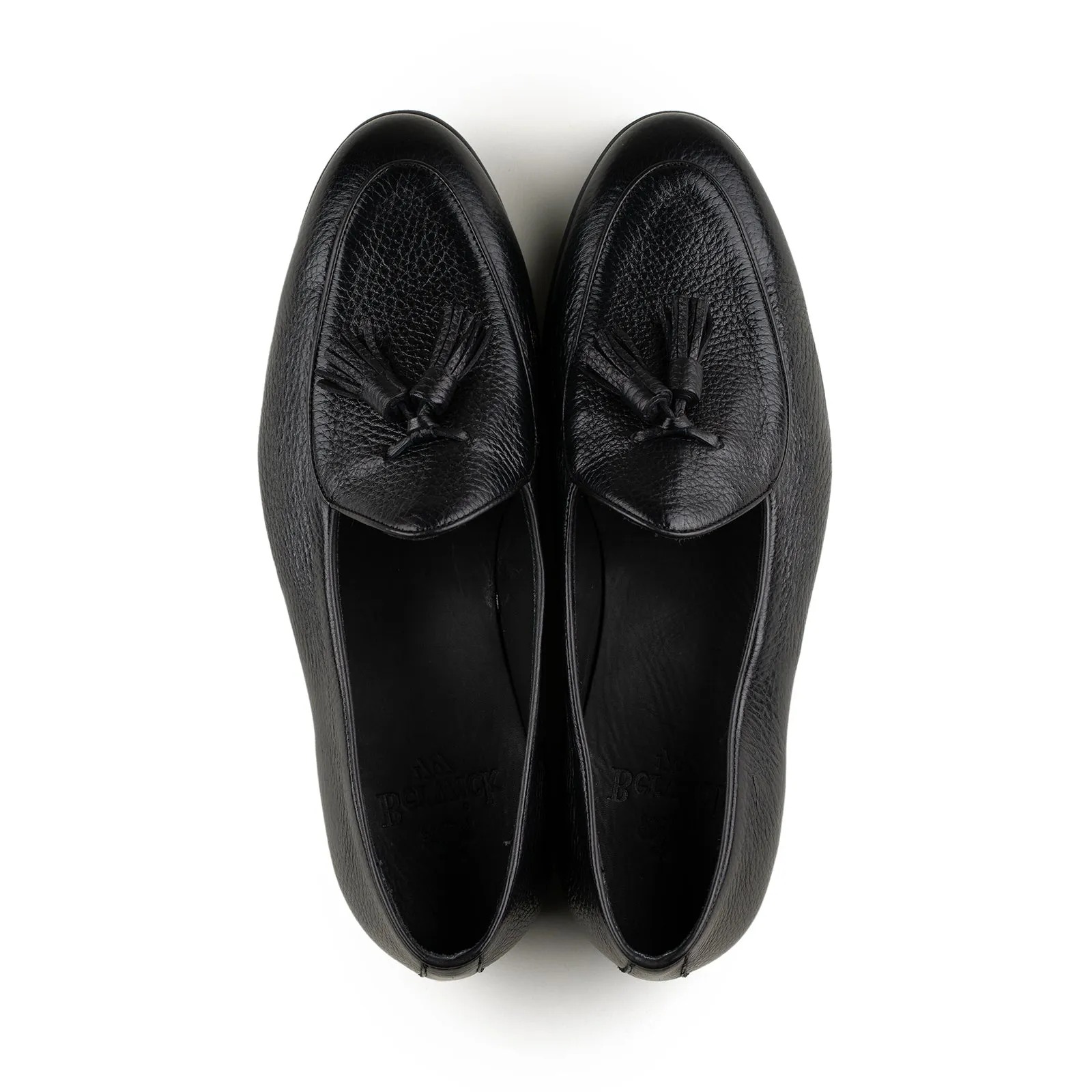Belgian Tassel Loafer - Black Deerskin