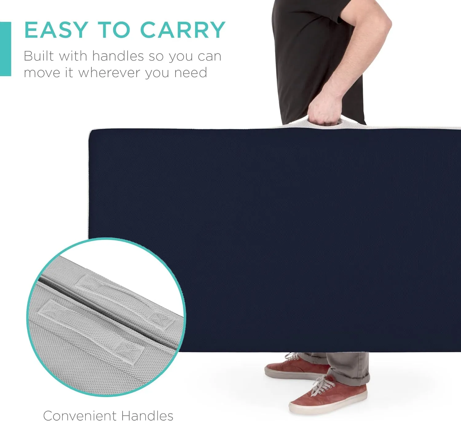 Best Choice Products 4in Portable Twin XL-Size Mattress, Tri-Fold Mattress for Camping, Guest, Toddler, Foam Plush w/Carry Case - Midnight Blue