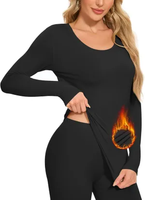 BESTENA Long Sleeve Undershirt for Women, Soft Thermal Shirts with Warm Fleece Lining, Base Layer Thermal Tops