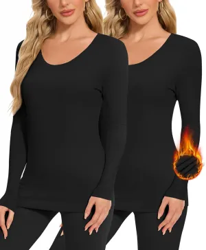BESTENA Long Sleeve Undershirt for Women, Soft Thermal Shirts with Warm Fleece Lining, Base Layer Thermal Tops