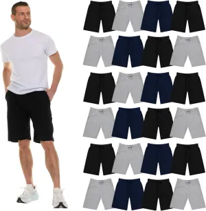 BILLIONHATS Mens Fleece Lined Shorts, 11 Inch Comfy Lounge, Wholesale Bulk Multipack for Donations, Charities, and Shelters