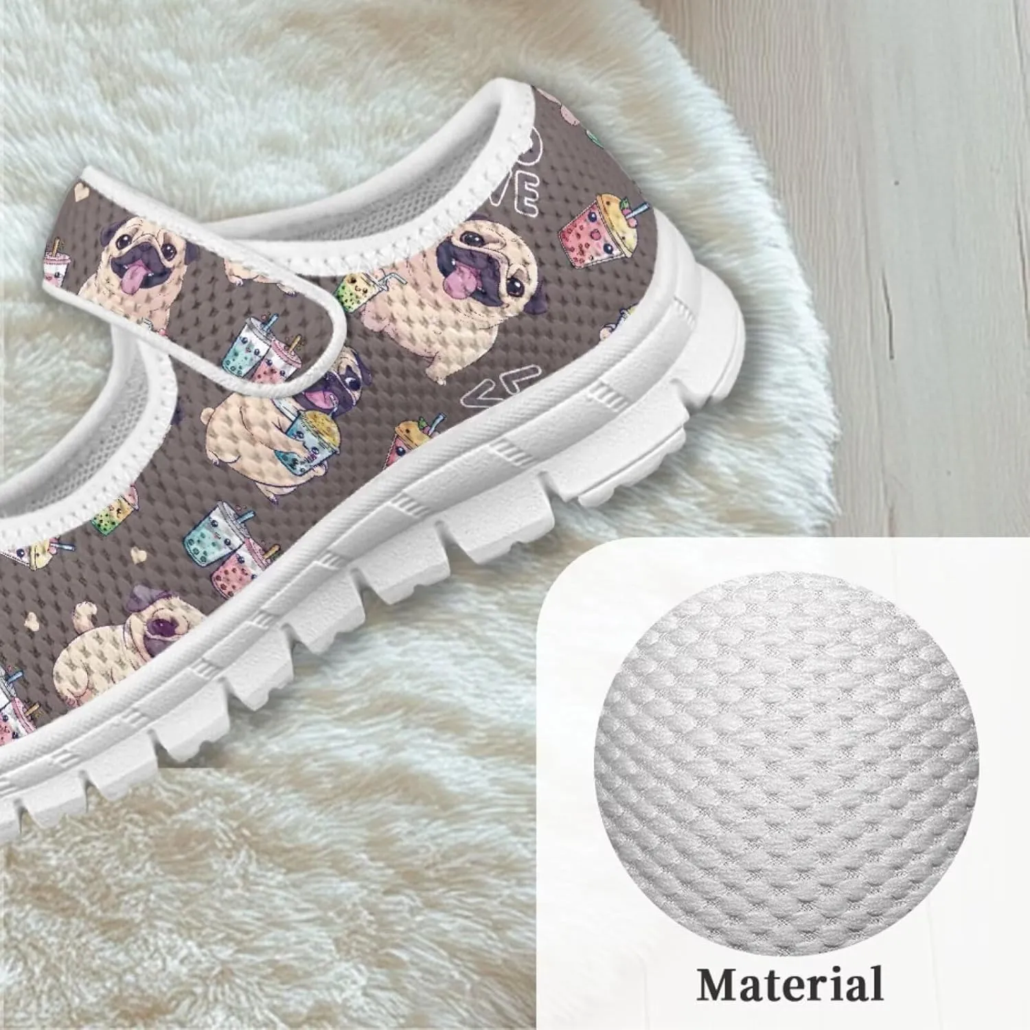 Binienty Girls Animal Mary Jane Sneakers Custaom Cute Slip On School Dress Up Flats Shoes