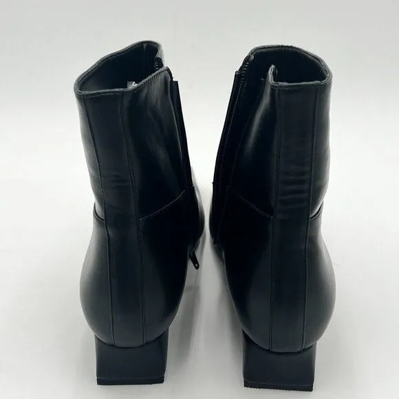Black Comfy Chunky Low Heels Ankle Boots Square Toe Fall Winter Dress Shoe