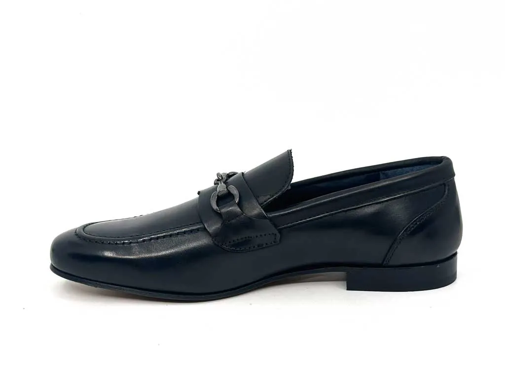 Black Men's Leather Horsebit Loafers