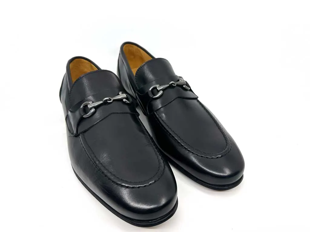 Black Men's Leather Horsebit Loafers