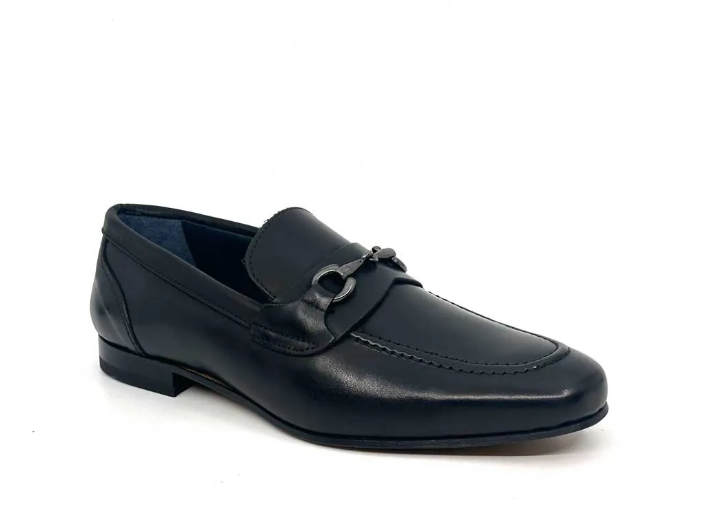 Black Men's Leather Horsebit Loafers