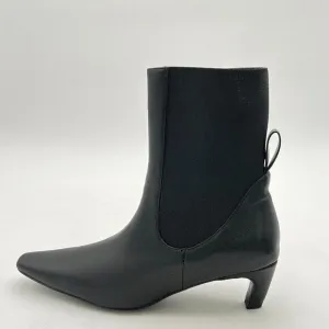 Black Women Square Toe Low Heel Stretch Pull On Ankle Boot Comfy Winter Bootie