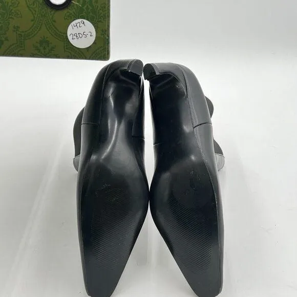 Black Women Square Toe Low Heel Stretch Pull On Ankle Boot Comfy Winter Bootie