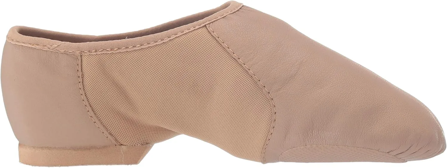 Bloch Girl's Neo-Flex Slip-On Leather Jazz Shoes Dance Shoes, Neoprene Slip-On Split Sole with EVA Forefoot and Heel Pads