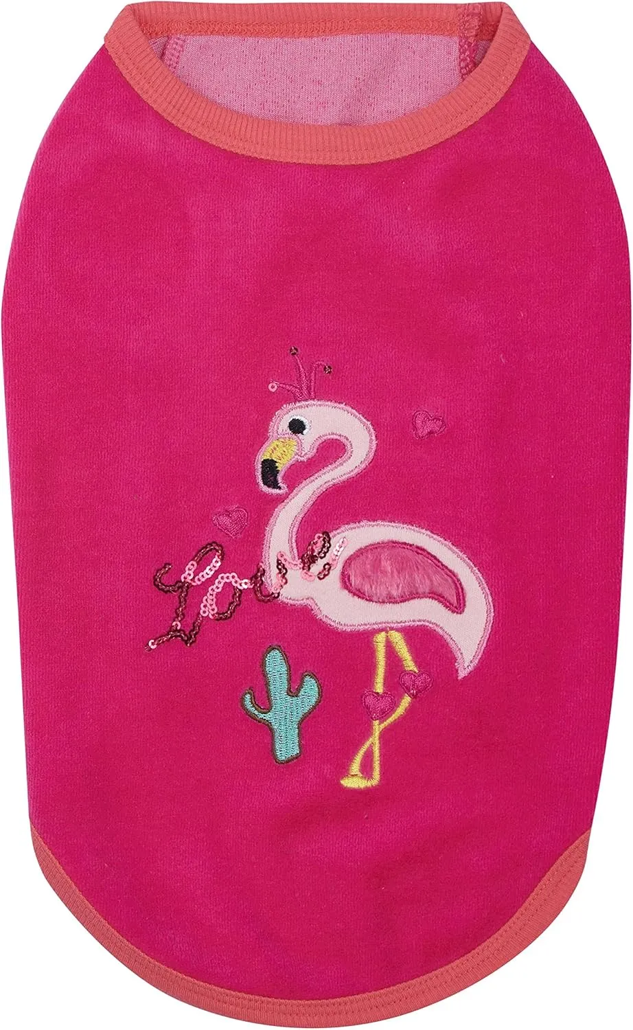Blueberry Pet Pack of 2 Soft & Comfy Vacation Scene Flamingo Cotton Blend Dog Pajamas & Tank Top T Shirts, Back Length 12", Clothes for Dogs