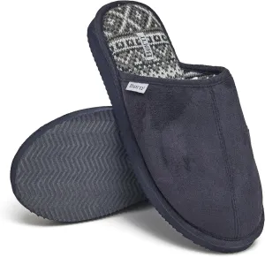 BORN Mens Scuff Slippers, Faux Suede House Slippers for Men with Fair Isle Knit or Sherpa Lining, Gifts For Him