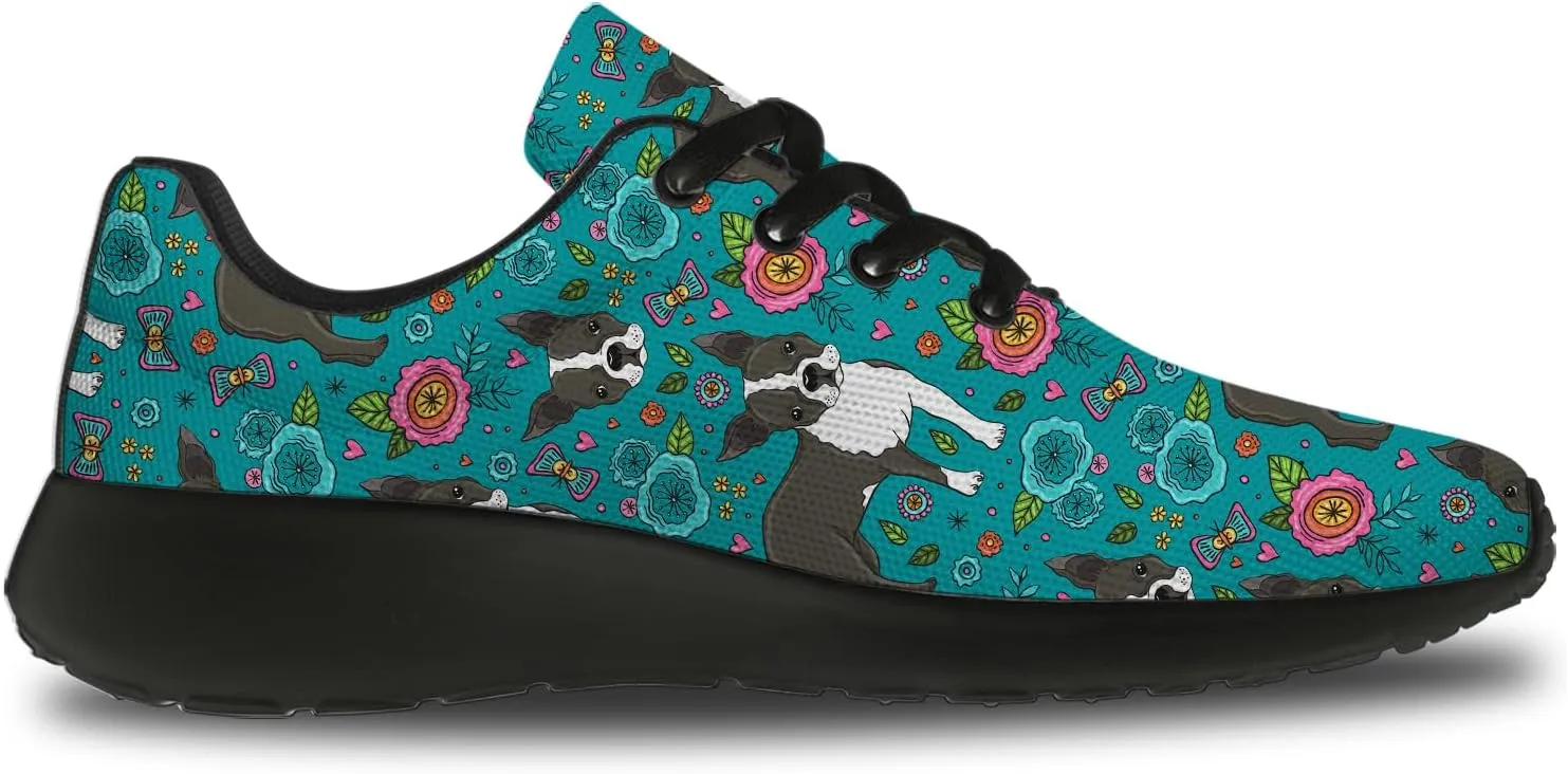 Boston Terrier Print Running Shoes for Women Men Tennis Walking 3D Print Sneakers Gifts for Mom Dad