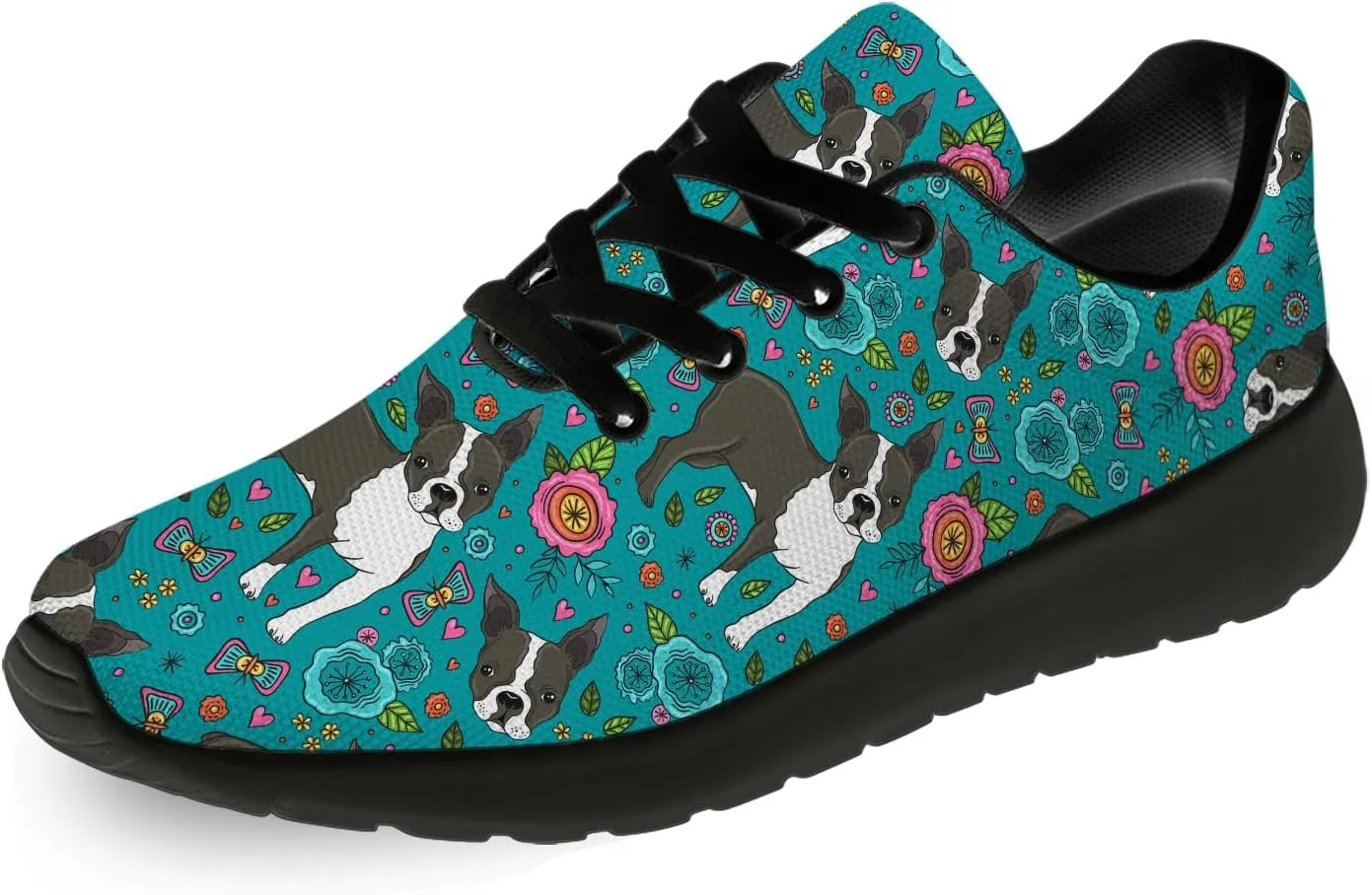 Boston Terrier Print Running Shoes for Women Men Tennis Walking 3D Print Sneakers Gifts for Mom Dad