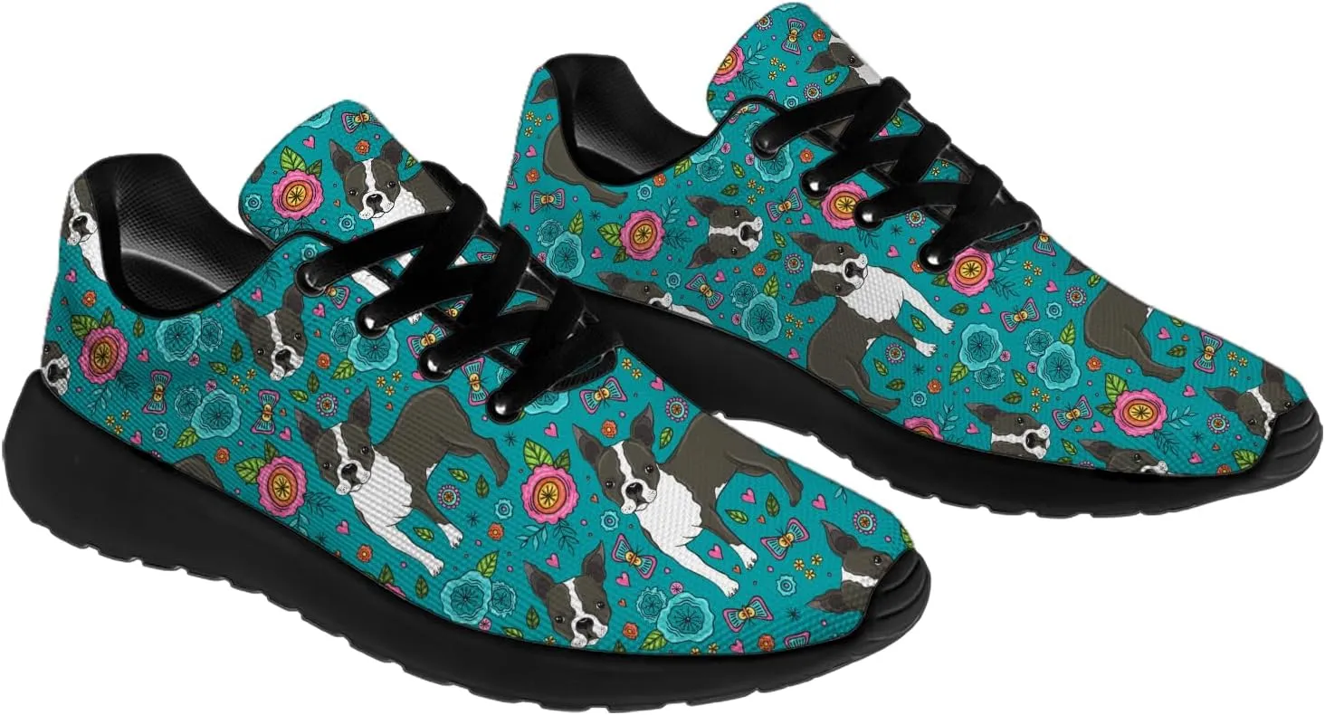 Boston Terrier Print Running Shoes for Women Men Tennis Walking 3D Print Sneakers Gifts for Mom Dad