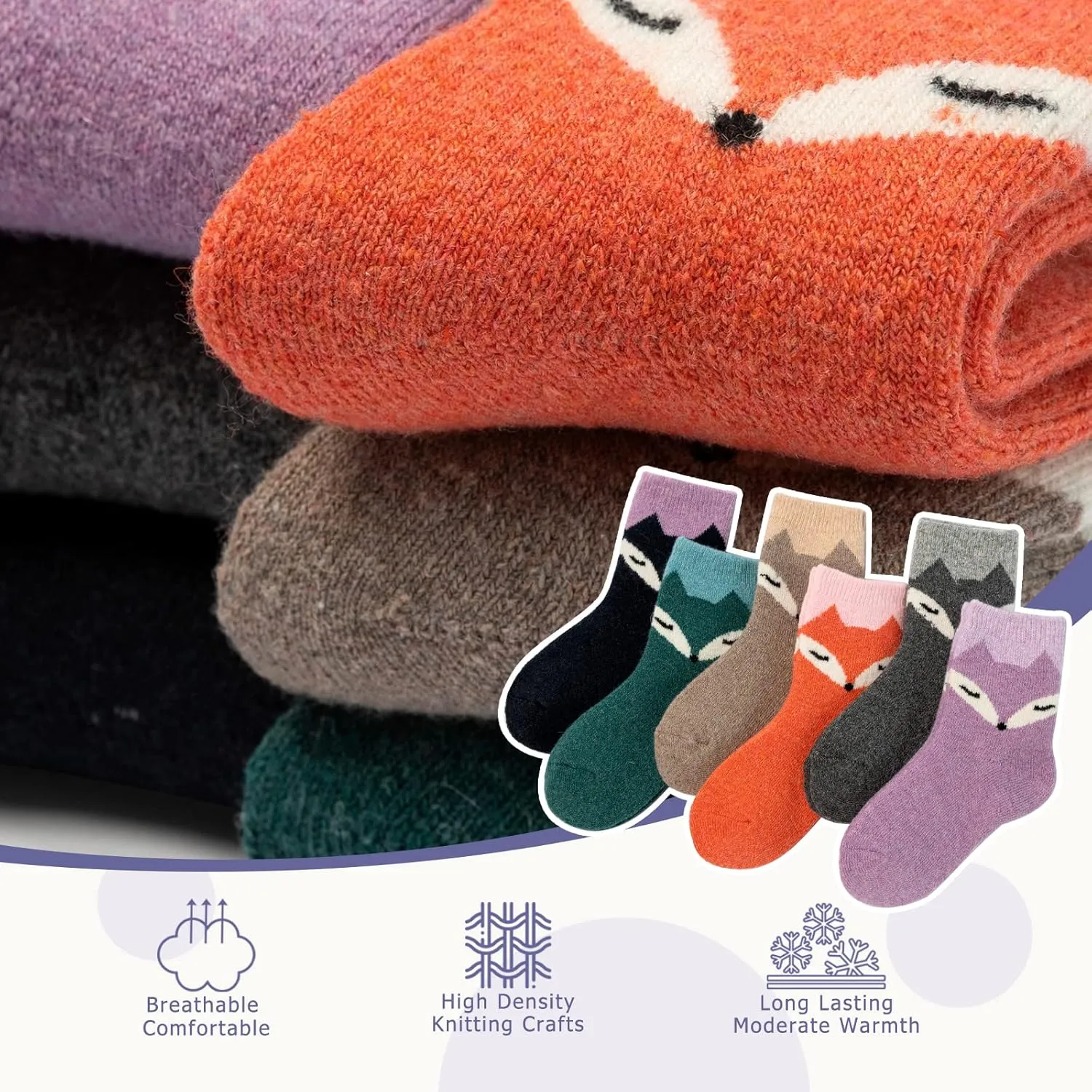 Boys Wool Socks Kids Thick Winter Warm Socks Thermal Crew Socks for Boys Space 6 Pack