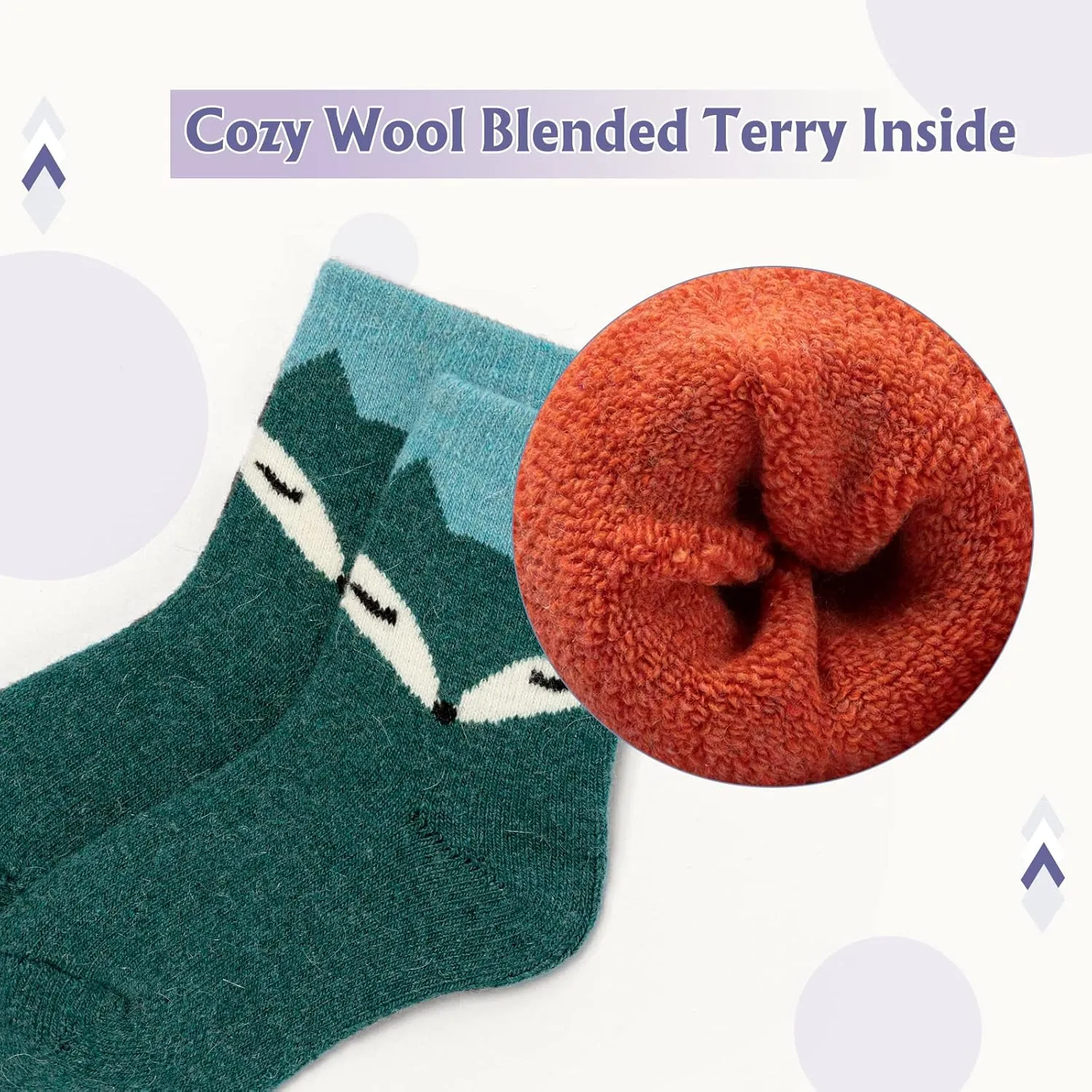Boys Wool Socks Kids Thick Winter Warm Socks Thermal Crew Socks for Boys Space 6 Pack