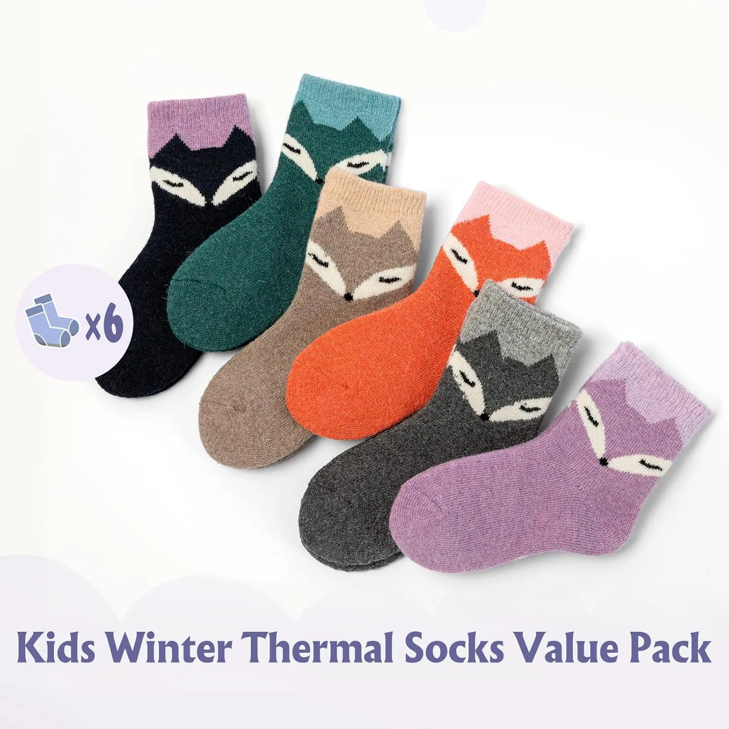 Boys Wool Socks Kids Thick Winter Warm Socks Thermal Crew Socks for Boys Space 6 Pack