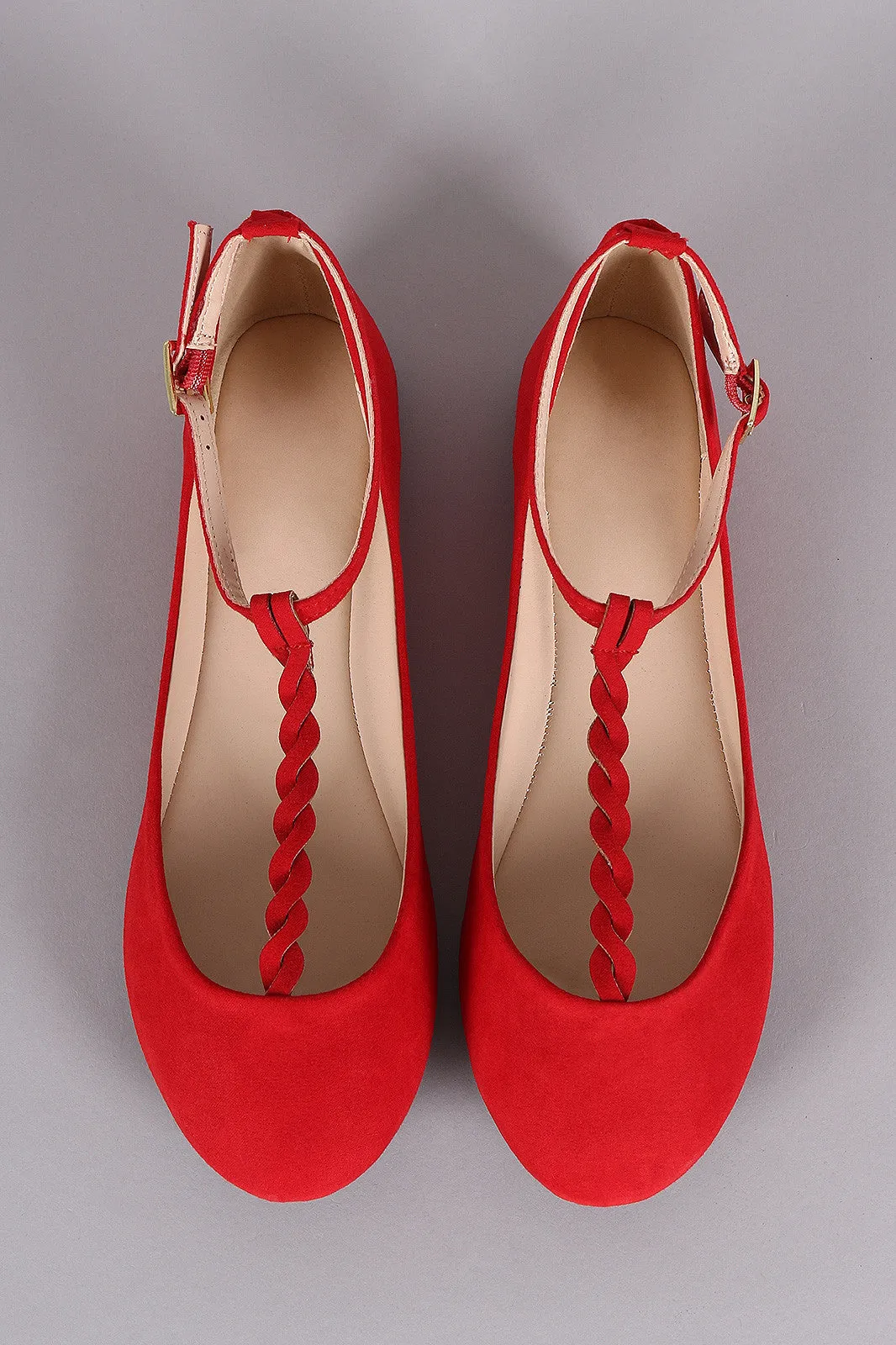 Braided Exclusive choices Digital-first Suede Flat Bamboo T-Strap Ballet