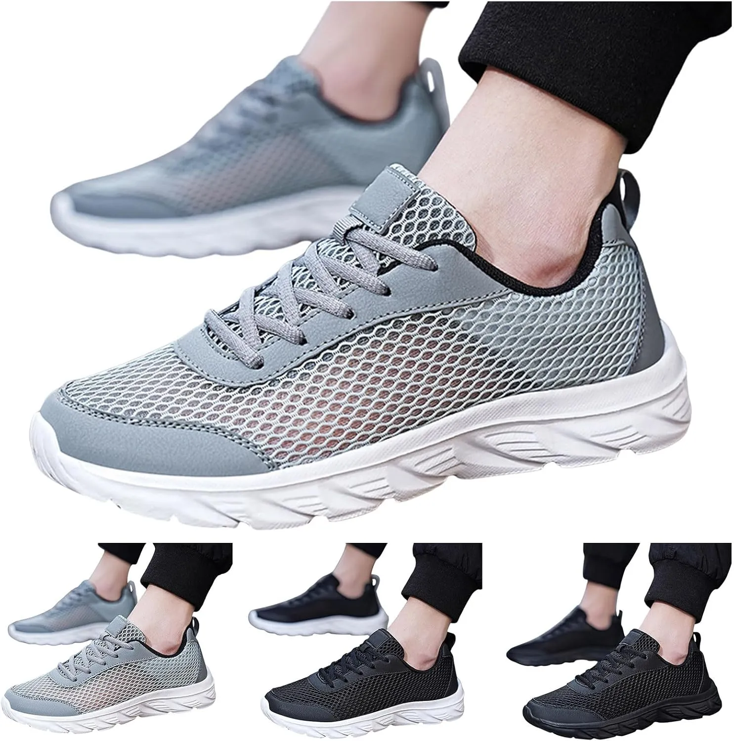 Breathable Mesh Men's Lace-Up Sneakers Lightweight Comfortable Running Shoes with Cushioned Midsole for Gym, Jogging & Casual Wear Fashionable New Pattern Couple Sneaker
