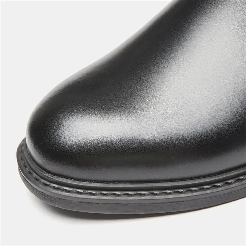 British Casual Business Chelsea Boots Cigarette Boots Boots Round Toe Non-Slip Shock-Absorbing Wear-Resistant Sole Horseshoe Heel(White-Patch Five-Pointed star4,6)