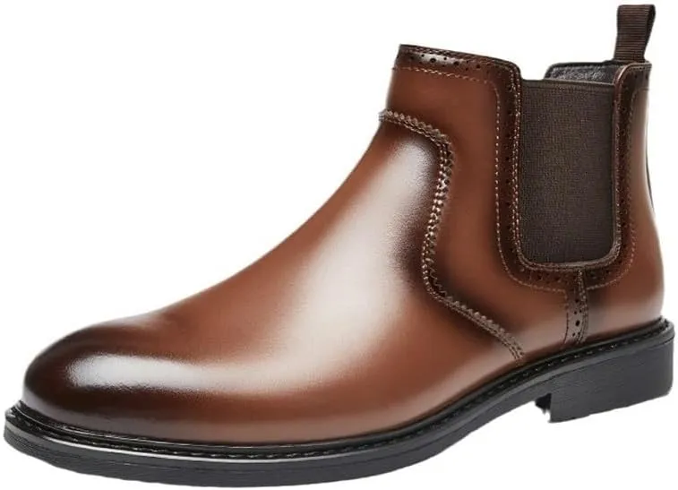 British Casual Business Chelsea Boots Cigarette Boots Boots Round Toe Non-Slip Shock-Absorbing Wear-Resistant Sole Horseshoe Heel(White-Patch Five-Pointed star4,6)